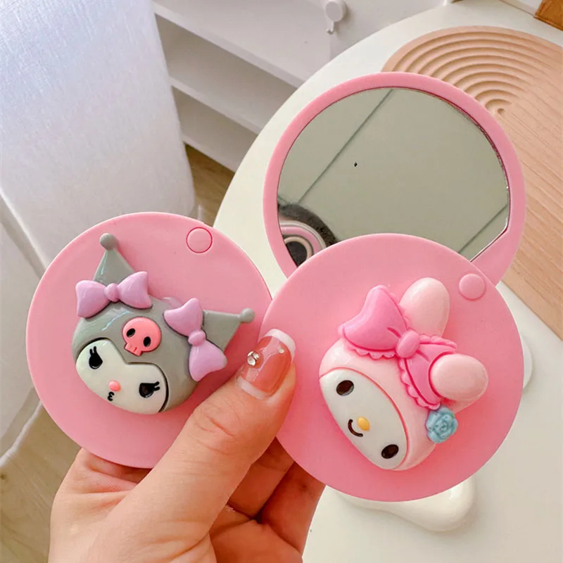 

Cute Sanrio Cosmetic Mirror Cinnamoroll Accessories Kawaii Beauty Cartoon Anime Portable Round Makeup Mirror Toys for Girls Gift