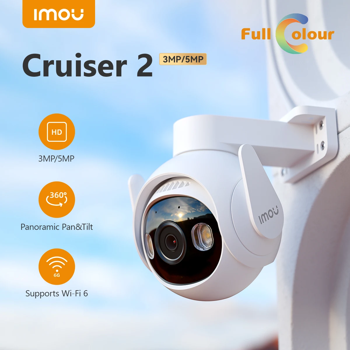 Outinput Camara Ventana 2K 3MP, Camara Vigilancia WiFi Interior con Vista al Exterior, Visión Nocturna a Todo Color, Detección de Personas y Movimiento, Antirreflejo, Alertas en Tiempo Real