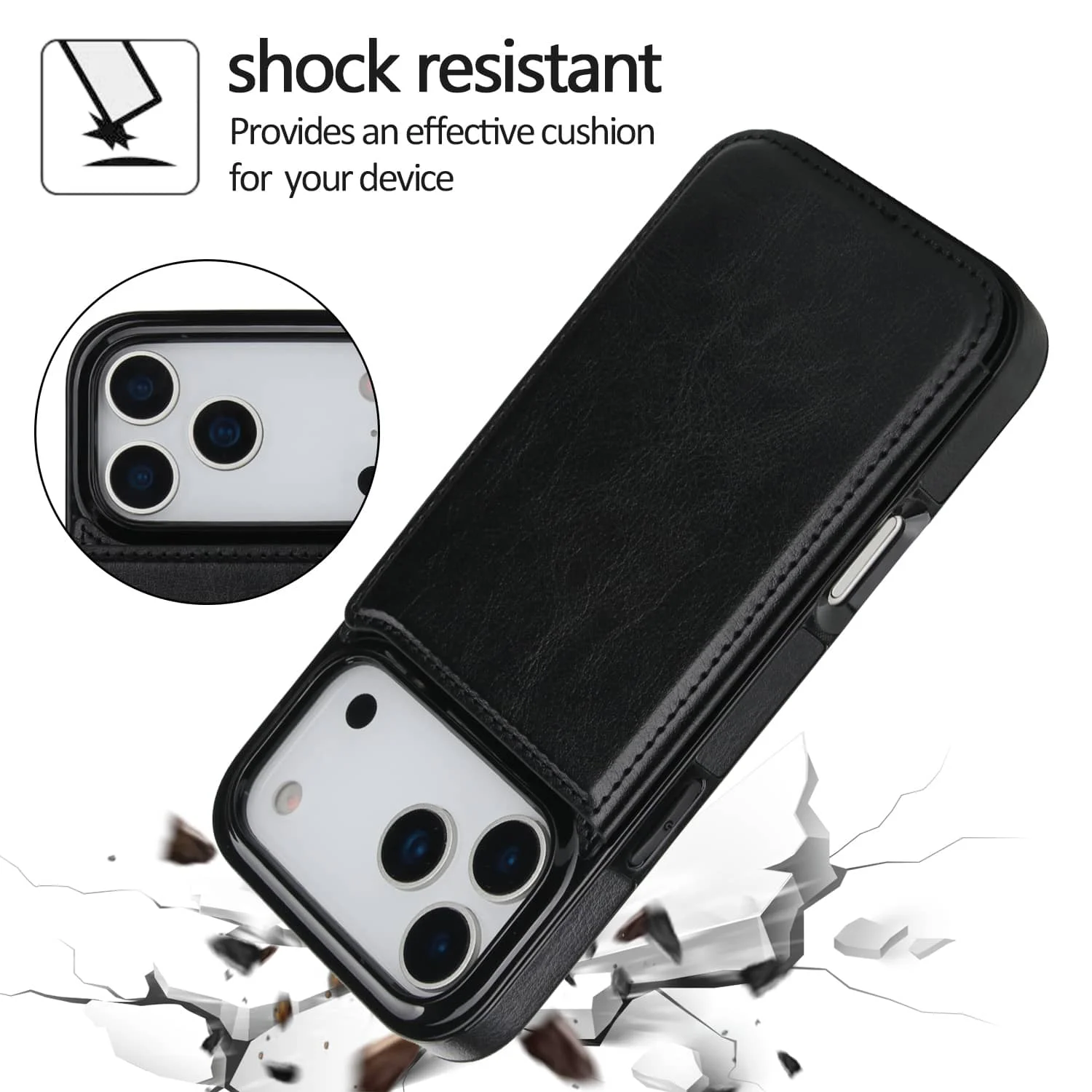Premium PU Faux Leather Wallet Case with Card Holder and Kickstand, Featuring Double Magnetic Clasp