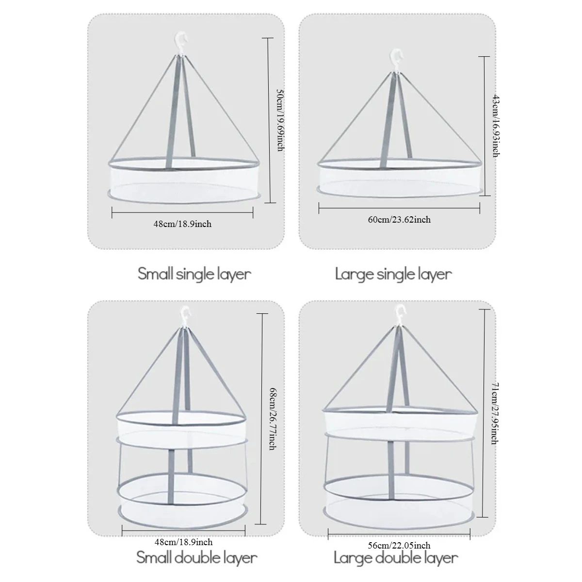 Anti-deformation Hanging Laundry Basket 2 layers Mesh Clothes Drying Net Household Folding Rack Sweater Blouse Socks 6