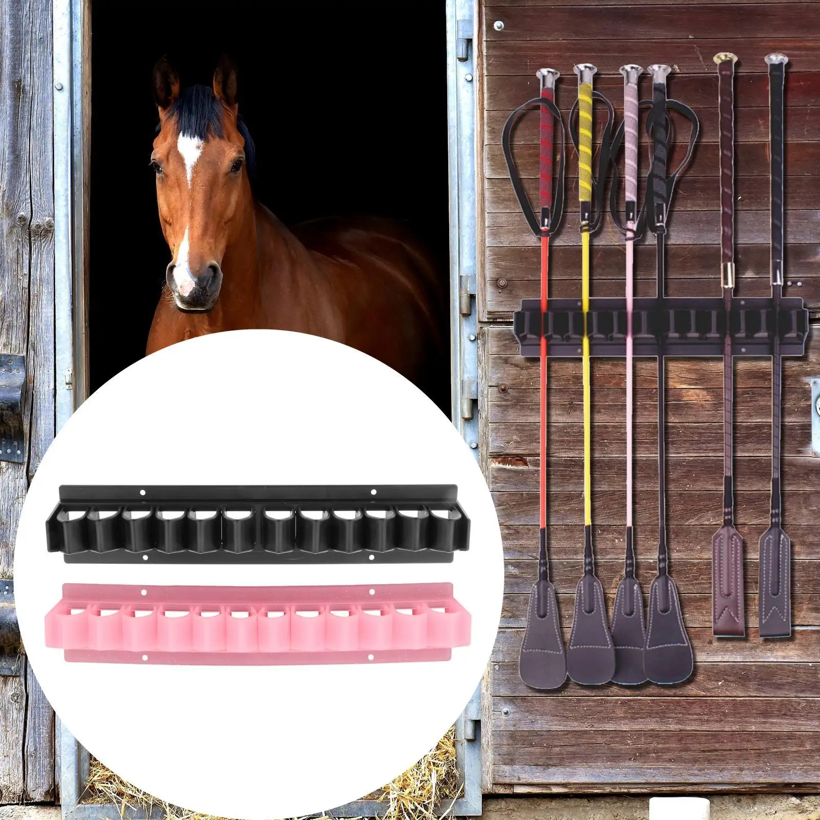 Strong Plastic Horse Whip Rack, Whips Organizer and Holder Wall mounted - Holds up to 12 whips 6