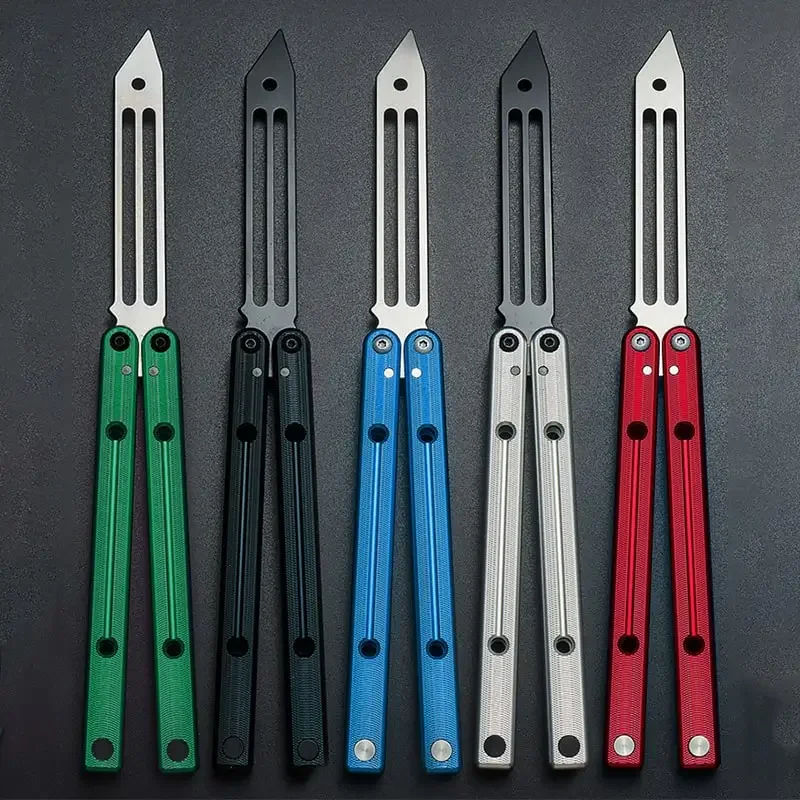 

Armed Shark Clone Squidtrainer V4 Balisong Trainer Channel Handles Squid Hand Tool 7075 Aluminum Butterfly Knife