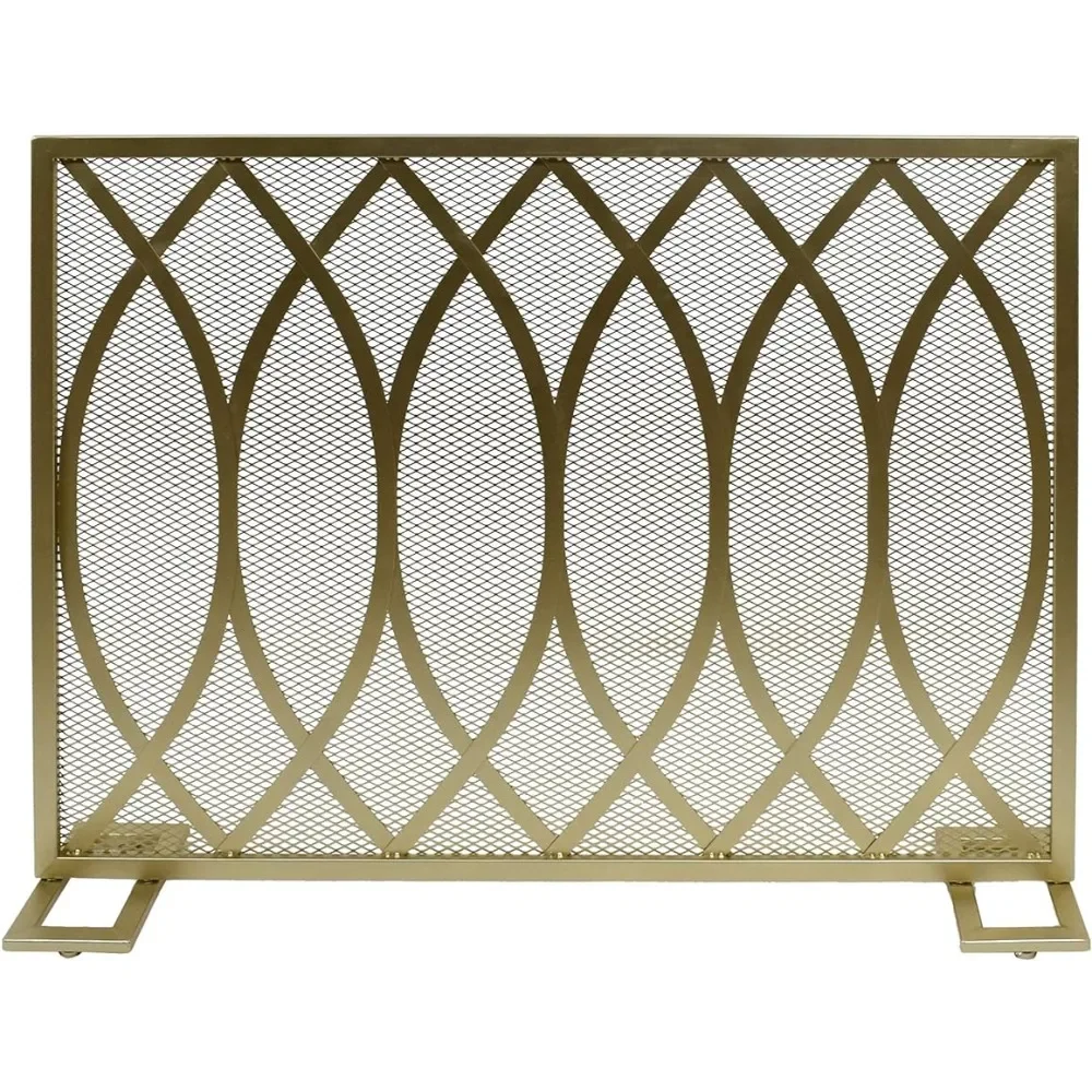 

Folding Partition Junior Modern Single PanelIron Firescreen Room Divider Screen Gold Finish Interior Separator Screen Desk Home