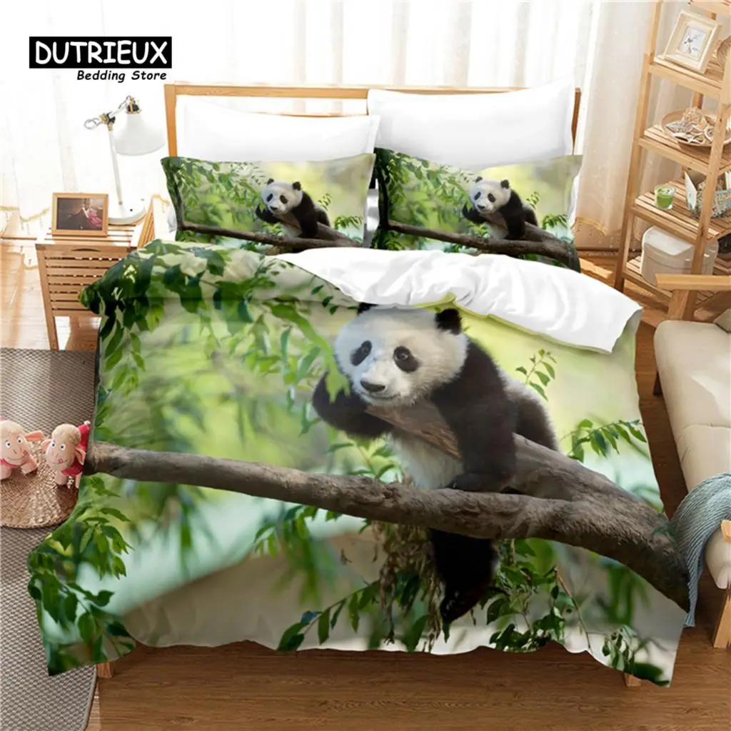 

Lovely Panda Bedding Set, 3Pcs Duvet Cover Set, Soft Comfortable Breathable Duvet Cover, For Bedroom Guest Room Decor