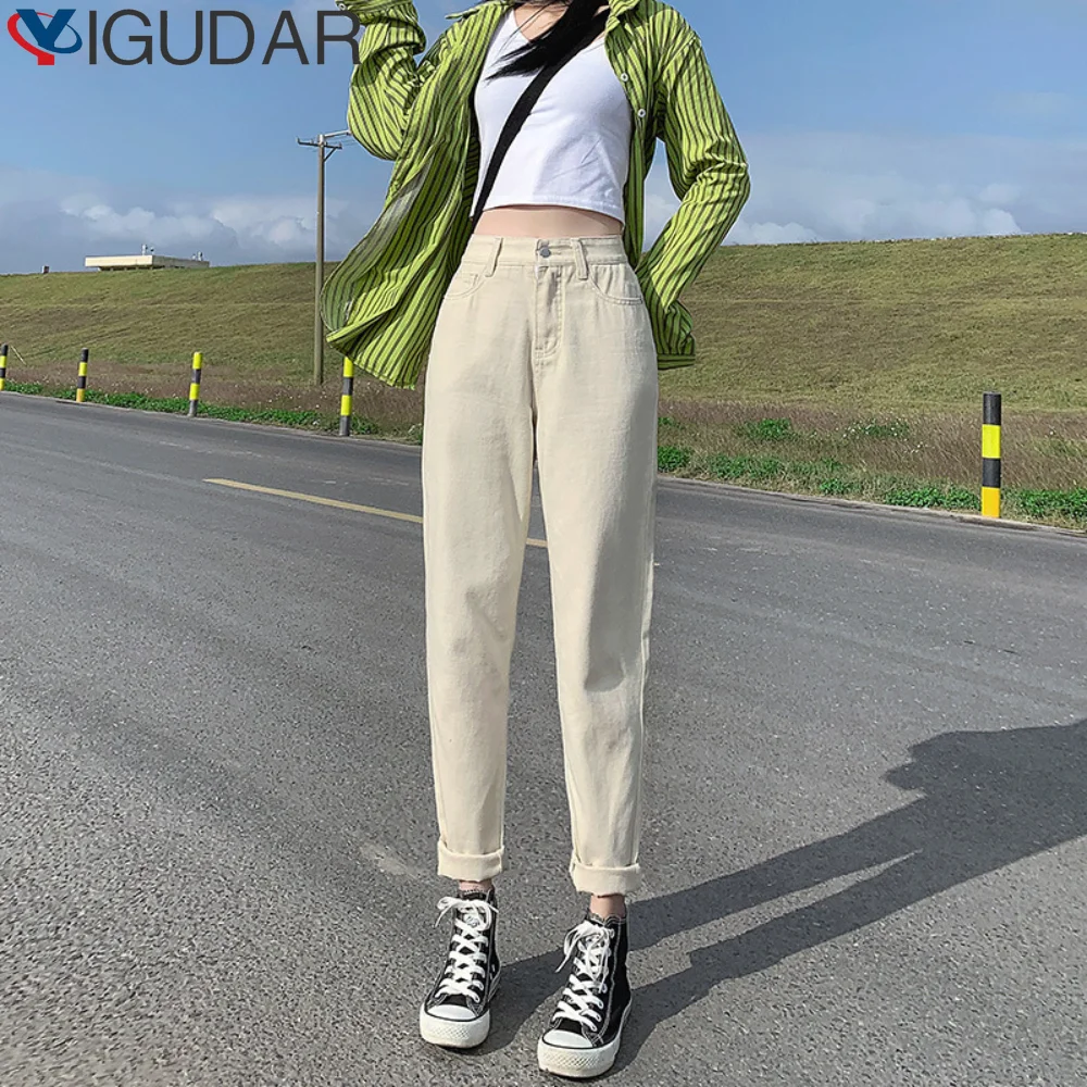 

Autumn Winter Women Jeans Fashion Straight Chic Demin Trousers Vintage High Waist Casual Harem Pants women pantalones de mujer