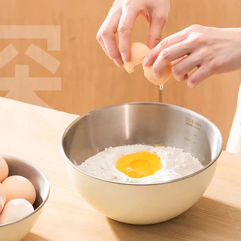 GIANXI Stainless Steel Mixing Bowls Korean Salad Ramen Rice Whisking Bowls  Set Kitchen Cooking Baking Storage Container