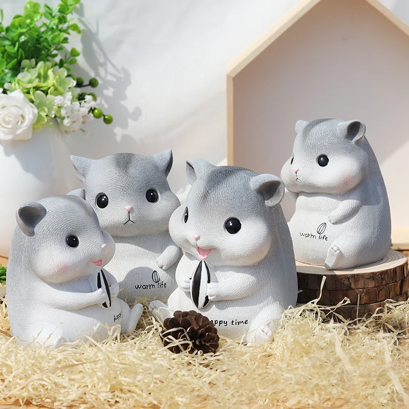 

Hamster Coin Money Box Adult Children Cute Ornament Resin Anti Fall Secret Piggy Bank Toy Cartoon Creative hucha Home Decoration