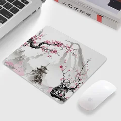 Cherry Blossom Sakura Art Mousepad - Pink Natural Rubber Desk Mat - 26x21 cm