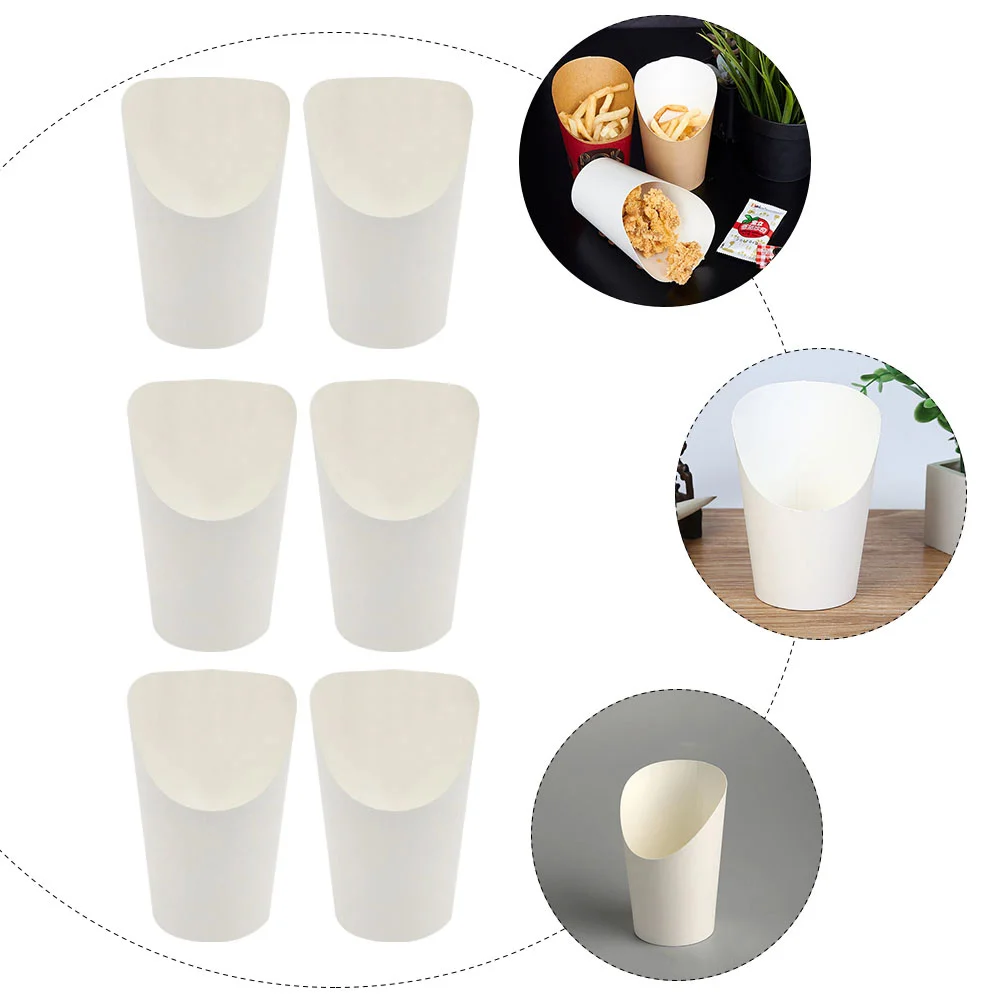 50 Pcs Chip Cup Kraft Paper Oblique Fries French Portable Mug Takeaway Cups Bowl