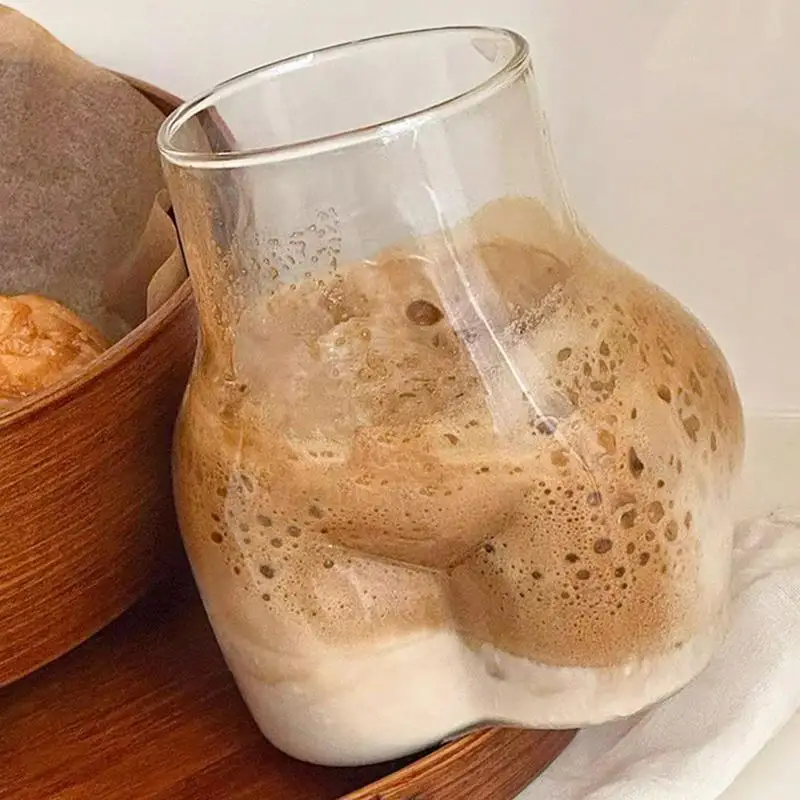 Butt Shaped Mug 450ml Transparent Borosilicate Glass Coffee Mug Portable Glass Cup for Water Milk Coffee Cocoa Funny Drinking 2