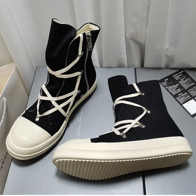 Men Women High-TOP Shoes Casual Canvas Couple Thick-sole Sneakers