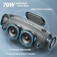 W-KING 70W Waterproof Portable Loud Bluetooth Speaker, Wireless Outdoor Boombox SubwooferTriple Passive Radiators-Deep Bass 2