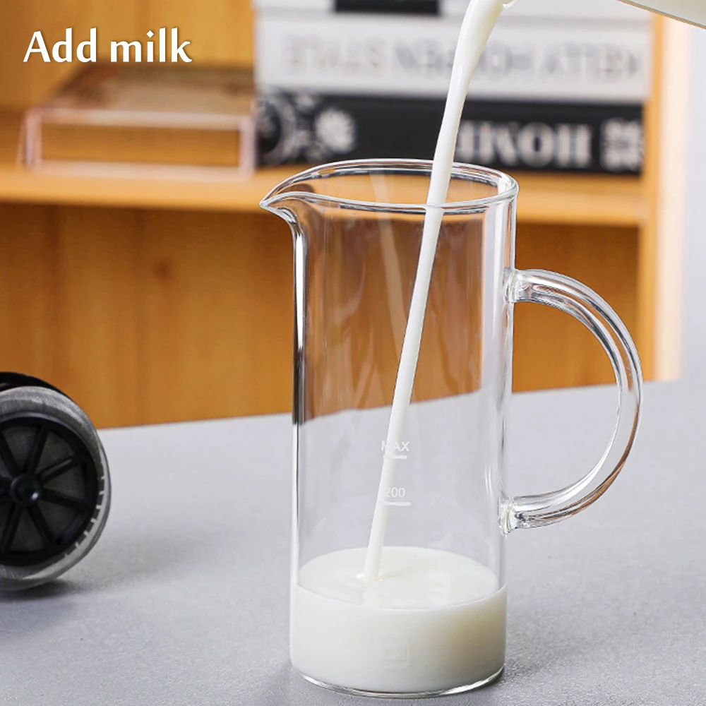 Manual Milk Frother Glass Milk Foamer Coffee Pot Glass Mesh French Press  Coffee Maker Frother Jug Mixer Creamer Kitchen Tools - AliExpress