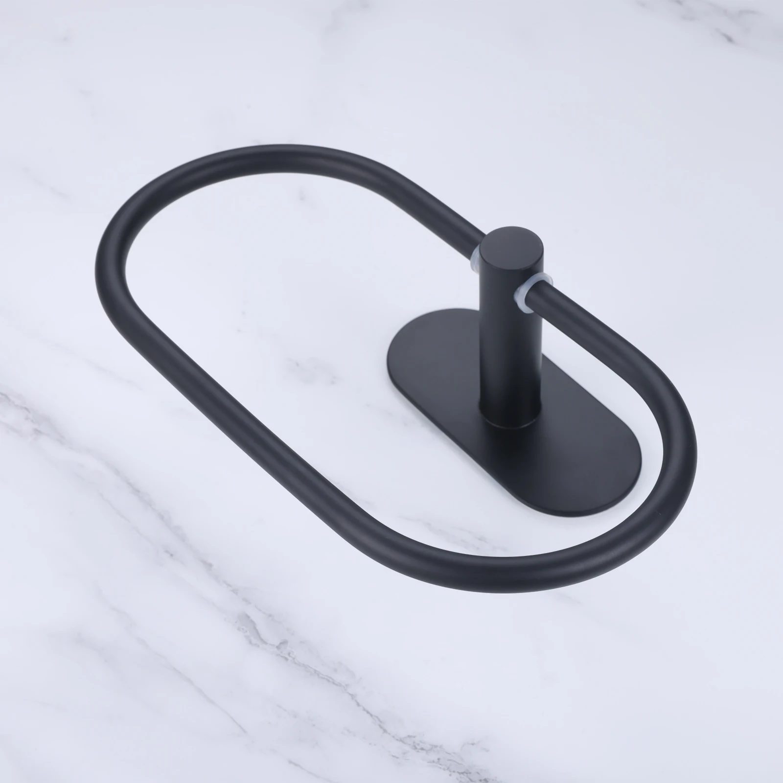 1pc Self-Adhesive Towel Ring Bathroom Simple Stainless Steel Wall Mounted Towels Rack Holder Hanger Storage Hanging Shelf Black