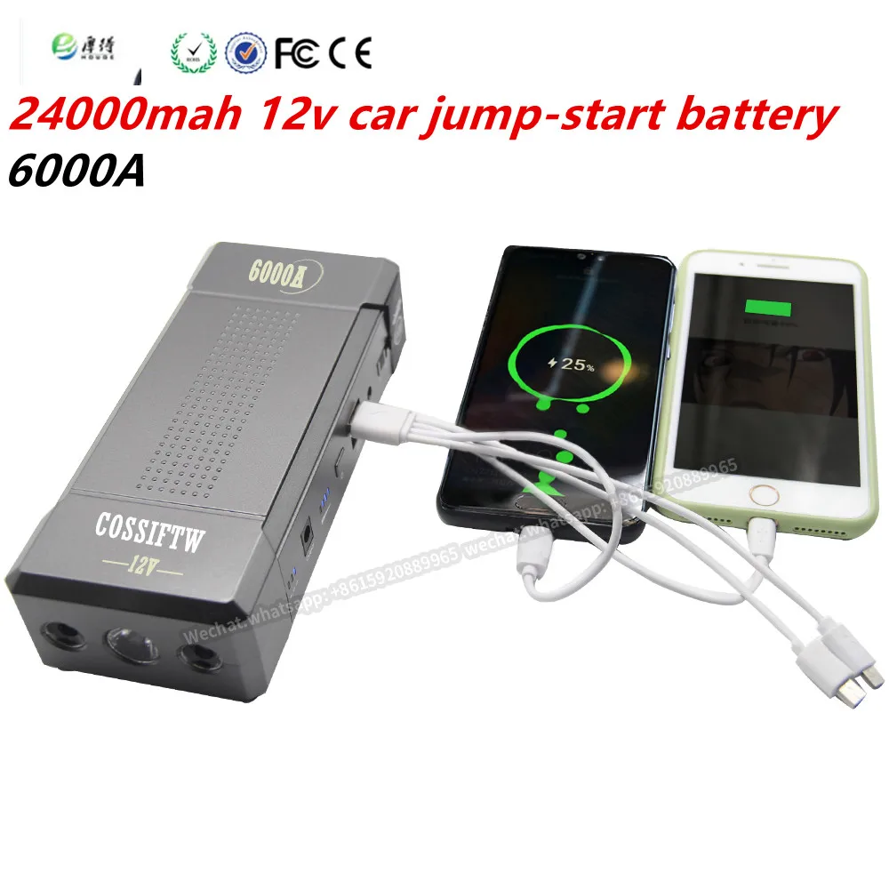 Cossiftw 6000A Jump Starter 600 Lumen Caricabatteria Torcia Super Dispositivo Di Avviamento Power Pack Per Auto