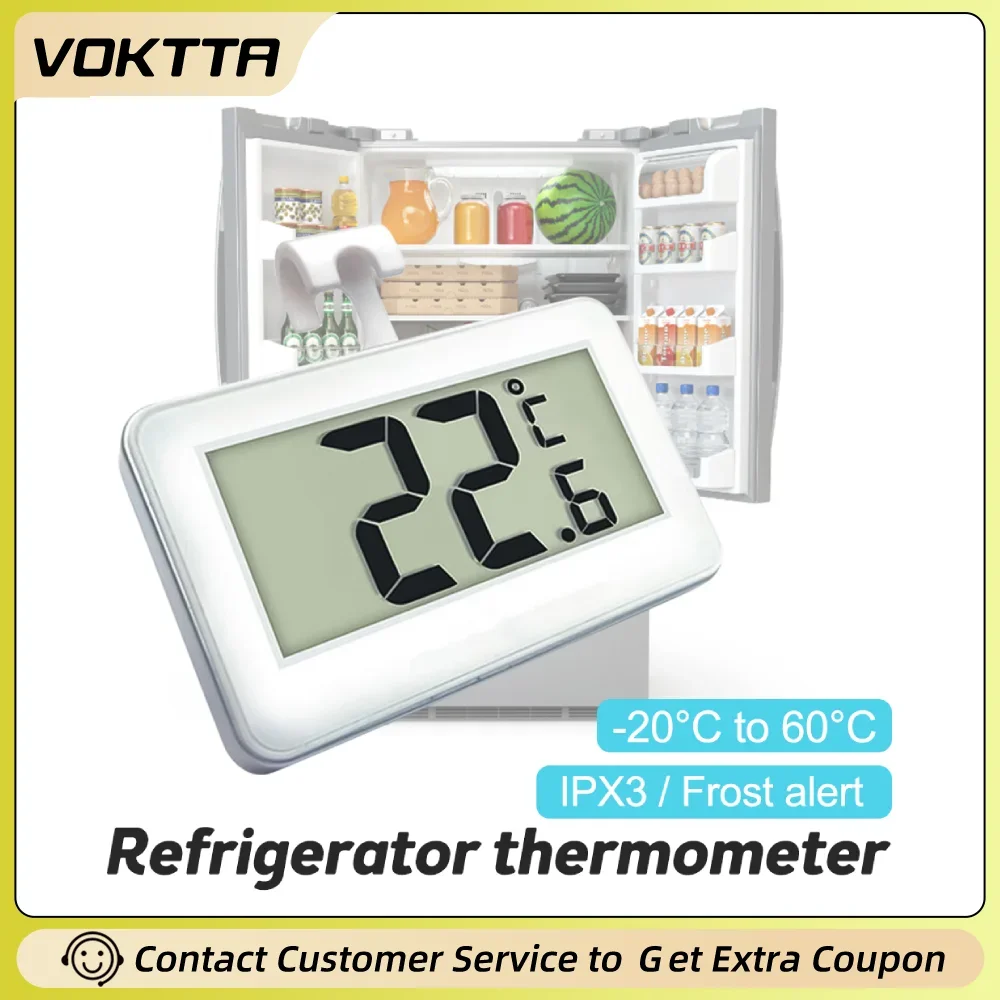 Waterproof Digital Thermometer & Hygrometer with Convertible Hook and Alarm