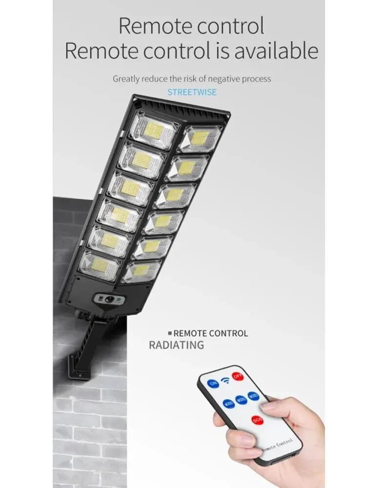 Outdoor Solar LED Lights Waterproof 8000 Lm Super Bright Wall Lamp With Motion Sensor Remote Control Garden Street Light 6