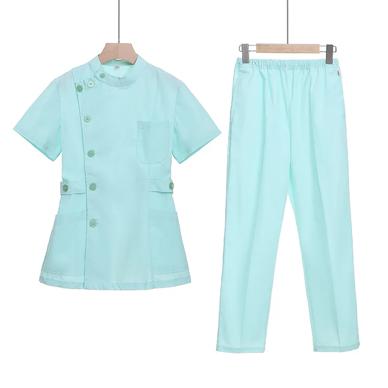 Nurse Scrubs Top Nurse Uniform Suits Nurse Uniform Dress Flower Short Scrubs Set Nurse Doctor Medical Uniform Women Outwear Nursing Two-piece Suit Beauty Salon Hospital Gown