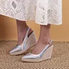 Female Espadrilles Platform Clogs Wedge Fashion Womens Shoes High Heels Shallow Mouth Square Toe Large Size Girl 4