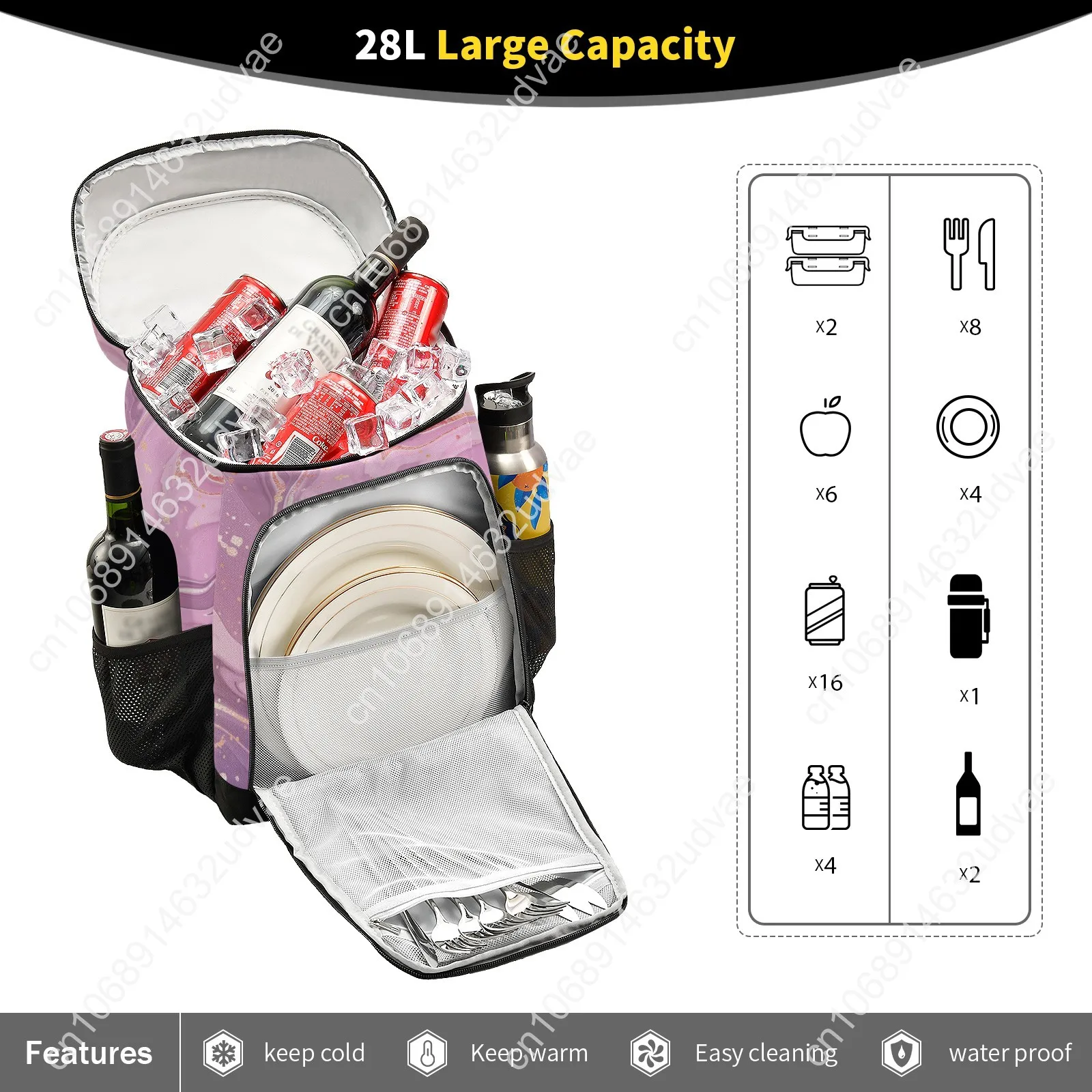 New Refrigerator Bag Large Marble Print Insulated Cooler Backpack Waterproof Thermal Isothermal Fridge Travel Beach Beer Bag