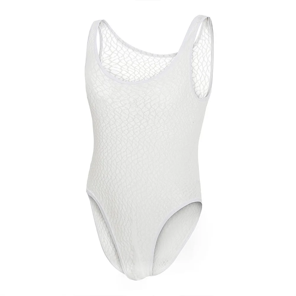 

Men Sheer Bodysuit Sexy Leotard Elastic Underwear Briefs Sexy Lingerie Lace Hollow Jumpsuit Swimming Bikini Lace Erotic Romper