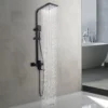 Shower Faucet Set Rainfall Shower Head Handle Combo Kit System Wall Mount Black Rain & Waterfall Jets Faucet Stainless Steel 1