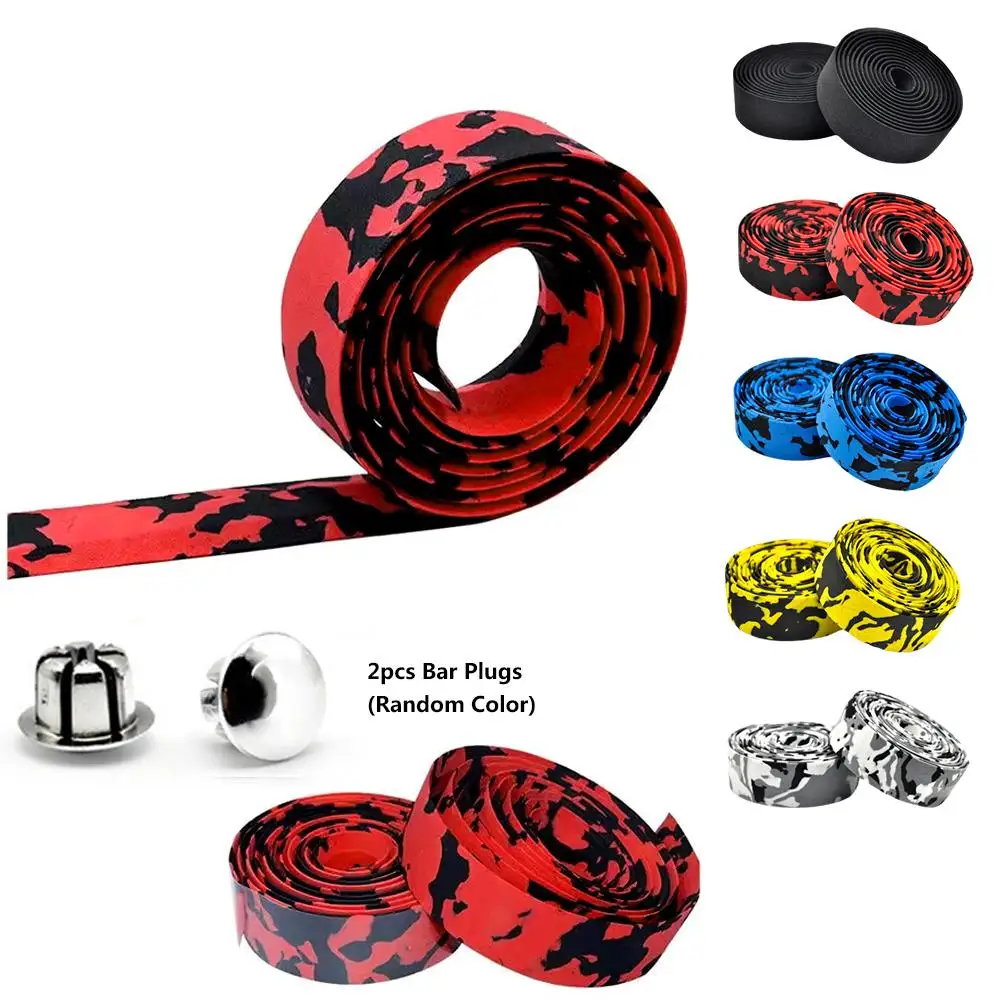 1 Pair Bicycle Handlebar Tape Cycling Mountain Bike With Belt Bar Reflective Bike Wrap Handle Road Plugs Belt L0X0