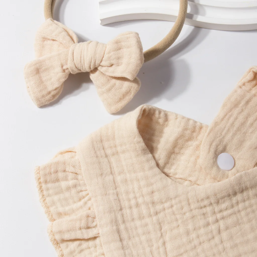 Cotton Baby Headband and Drool Towel Set with Soft Bow in Pastel Colors