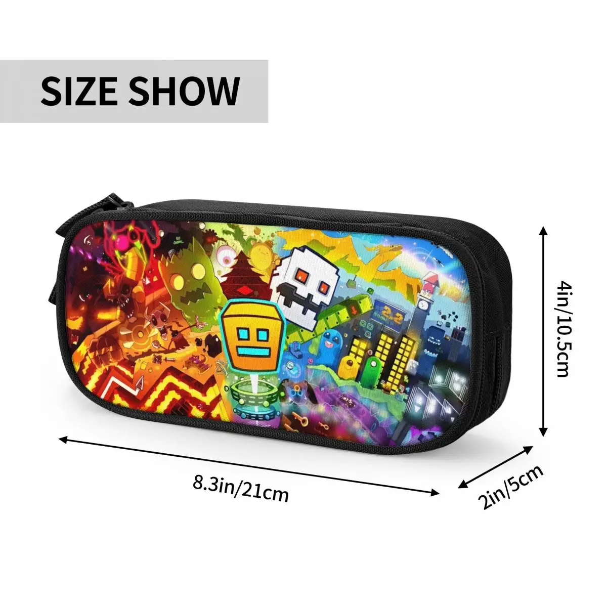 Game Geometry Dash Pencil Cases Geometric Dash Pen Storage Bag Girl Boy Large Storage School Supplies Zipper Pencil Pouch