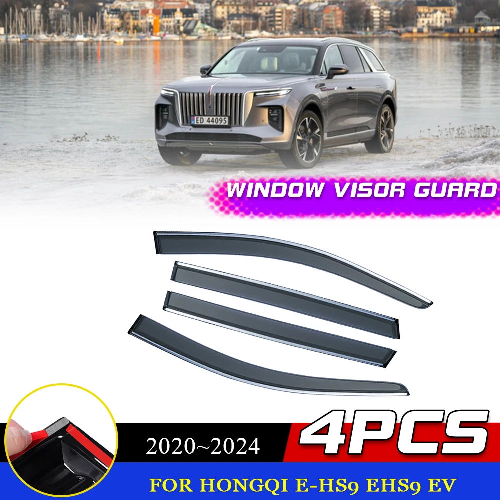 

Car Windows Visor for Hongqi E-HS9 EHS9 EV 2020~2024 2022 Vent Awnings Sun Rain Eyebrow Smoke Deflector Guard Cover Accessories