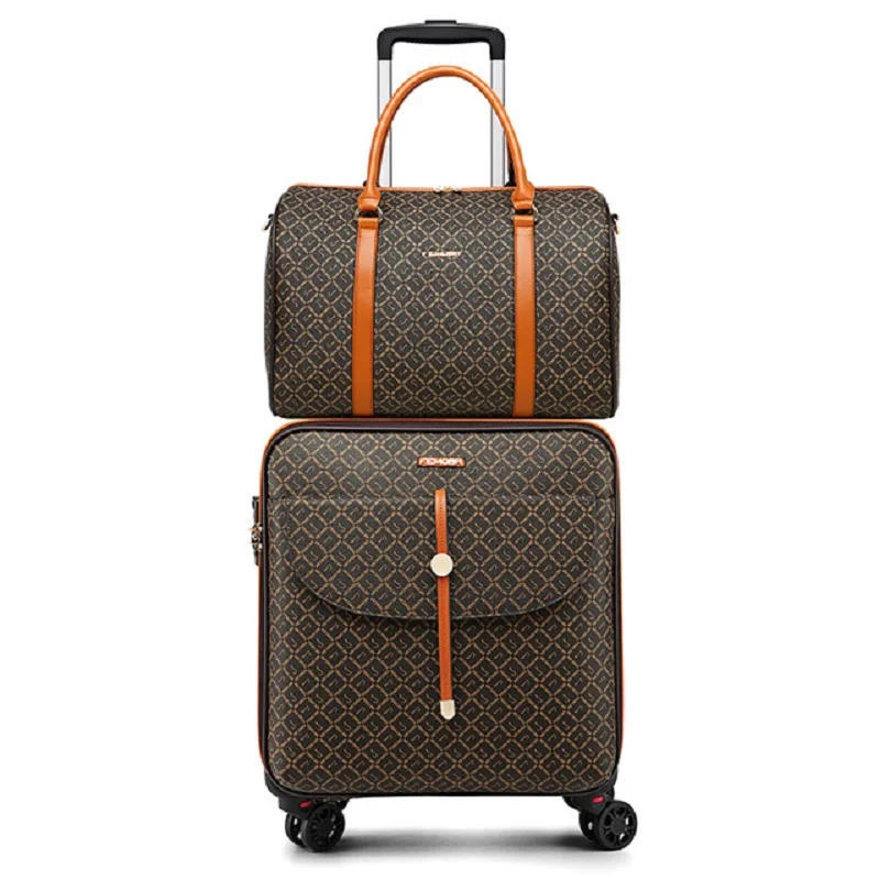 20 inch carry on suitcase with makeup bag for women male leather