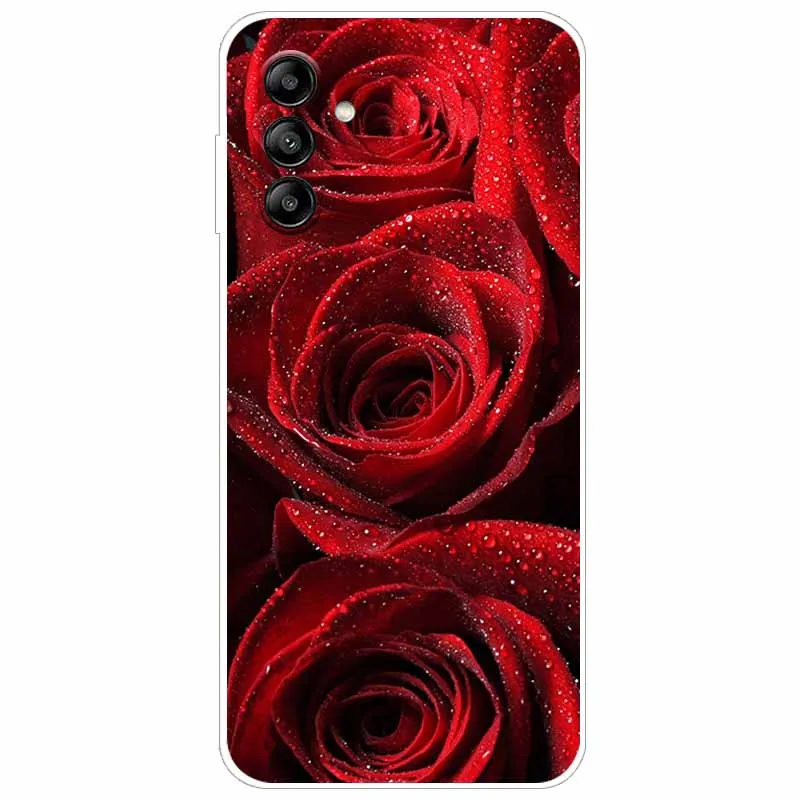 For Cover Samsung A14 5G SM-A146B Case Cute Cartoon Flower Silicone Phone  Case For Samsung