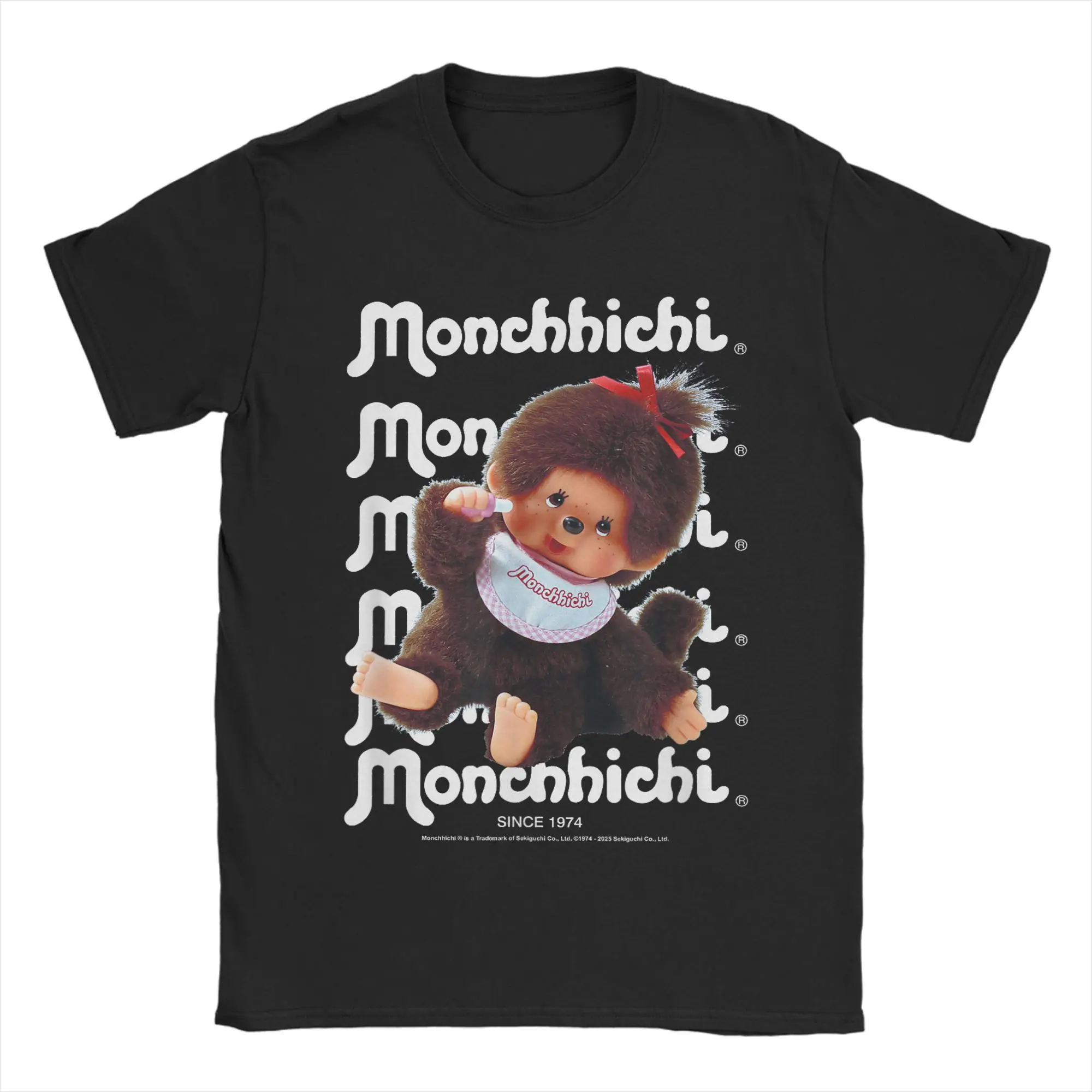 Monchhichi Stance Thumbs Up Fluffy Little Guy Vintage T-Shirt aus reiner Baumwolle, kurzärmeliges T-Shirt, runder Kragen, Kleidung für Erwachsene