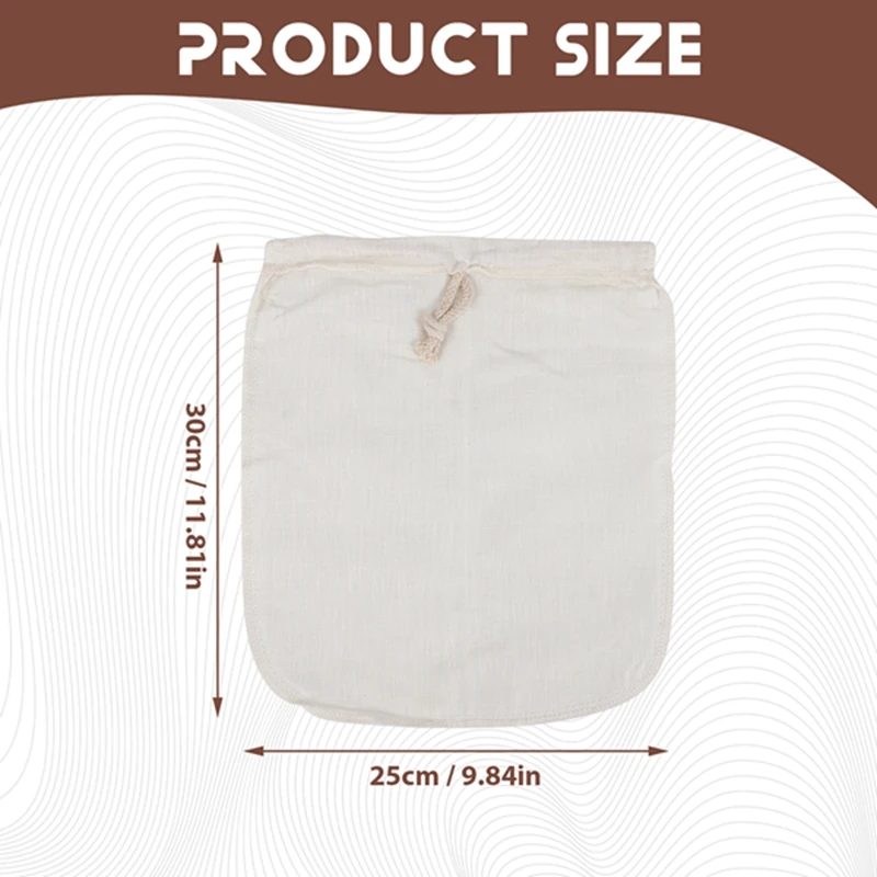 ABVJ-2-Piece Cheese Cloth, Fine Mesh Cord Cheesecloth Bag, Multiple-Use Cheese Cloth For Filtering, Reusable Food Filter