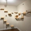 Wall Mounted Cat Climbing Shelves Cat House Cat Bridge Cat Hammock with Scratching Post and Pedals or Stairway for Kittens 4