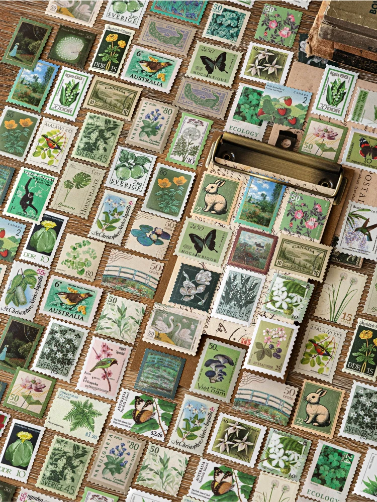 100 Stück/Packung Pflanzen-Schmetterlings-Stempelaufkleber, Kreativität, selbstklebende Diy-Aufkleber, handgefertigt, dekoratives Junk-Tagebuch-Zubehör – Detail 10
