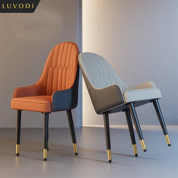 LUVODI sedie da pranzo in pelle PU con braccioli sedie da cucina moderne per sala da pranzo con gambe in metallo per hotel, ristoranti, appartamenti 1