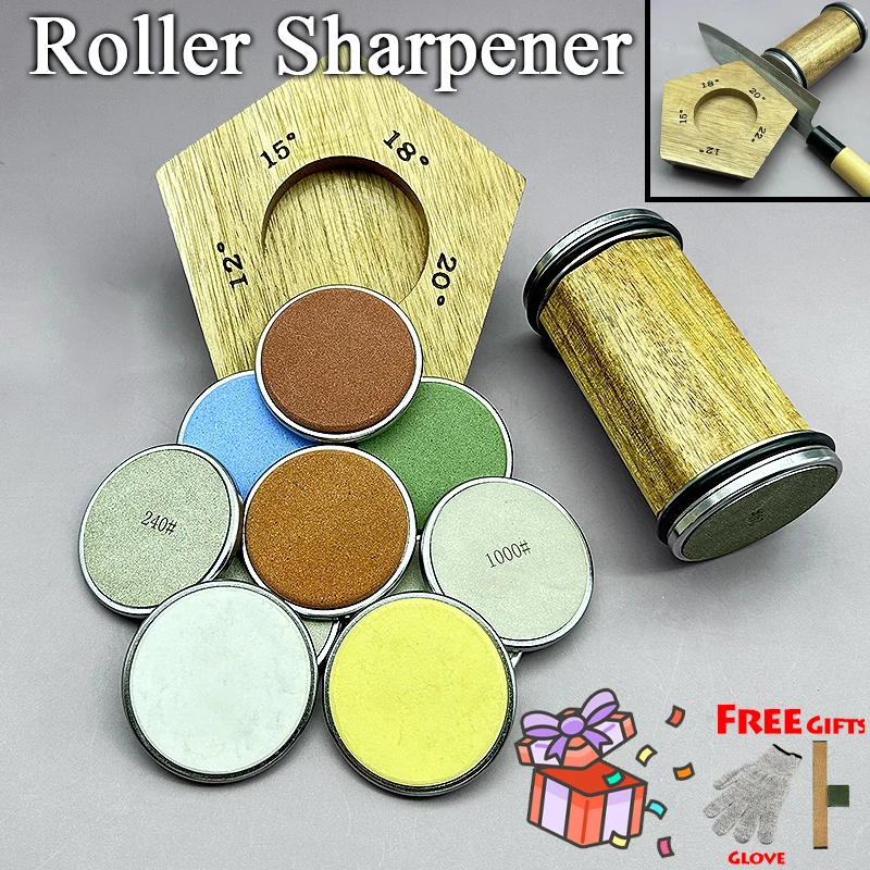 

Upgraded Roller Sharpener Supports 12/15/18/20/22° Five Angles of Grinding Professional Sharpening Tool Whetstone Diamond Sets