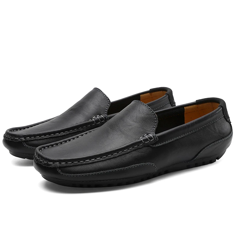 Genuine Leather Men Casual Shoes Brand 2020 Italian Men Loafers Moccasins Breathable Slip on Black Driving Shoes Plus Size 37-47 2