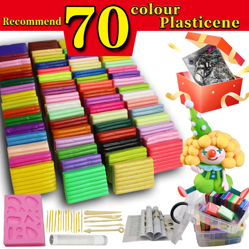 Soft clay 24 color 70 color plasticine 50 clay tool set diy soft handmade children's handmade gift toys modelling clay