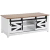 48" Farmhouse Coffee Table 2-tier Rectangle Table with Sliding Barn Doors 1