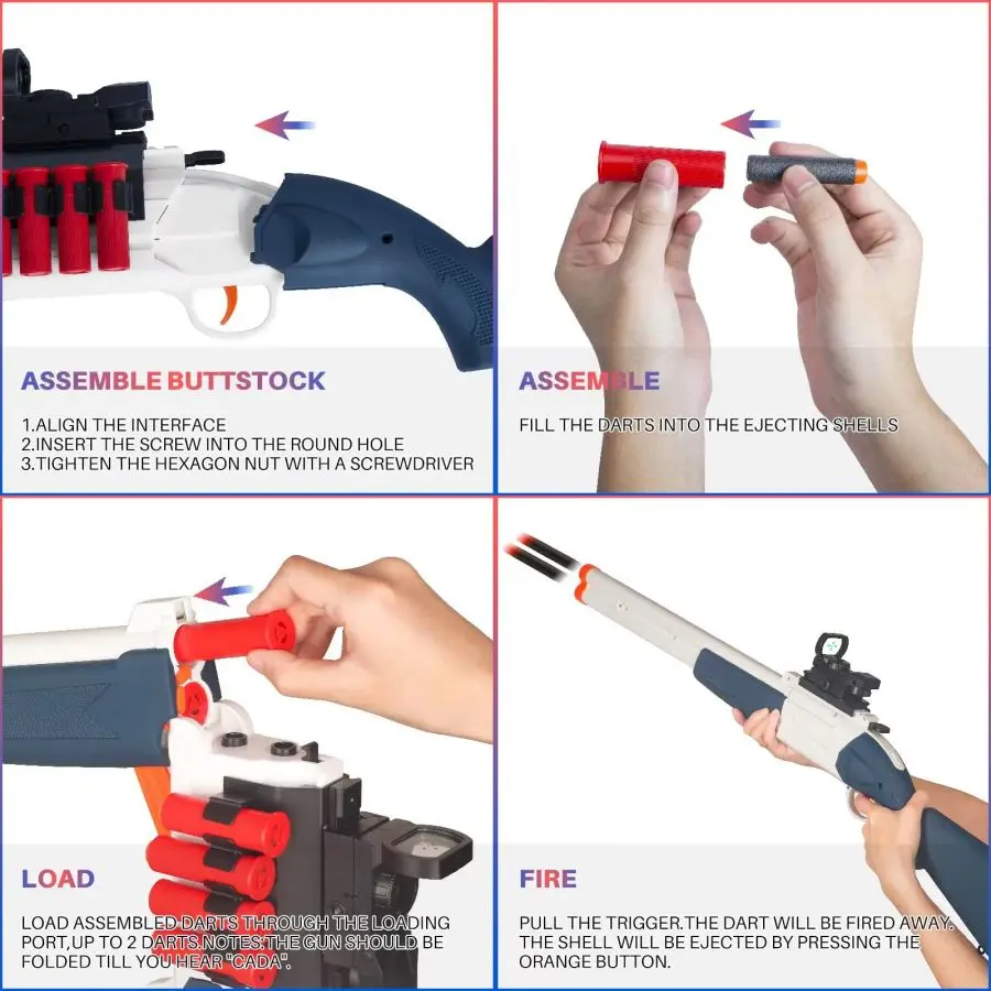 Soft Foam Blaster Toy Dart Gun Spring- Air Pump Shotgun Play Set Shell Ejecting with Scope and Bullets for Teens Youth,Christmas 6