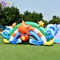 Theme Park Equipment 6x2.5m Inflatable Background Wall For Decoration Kids Summer Party Blow Up Ocean Backdrop Balloon Toys 2