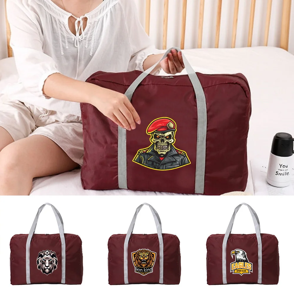 

Portable Travel Bags Teamlogo Print Foldable Bag for Travel Ultra Light Storage Large Capacity Trolley Luggage Storage Bag