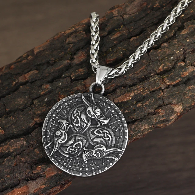 Mens Stainless Steel Nordic Norse Viking Odin Shield Pendant Necklace Men |  eBay