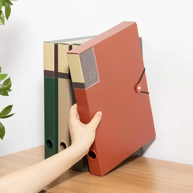 1pcs 헤비급 레트로 컬러 두꺼운 파일 상자, 문서 상자, 플라스틱 폴더북, 플라스틱 문서 정보 상자, 폴더 보관함