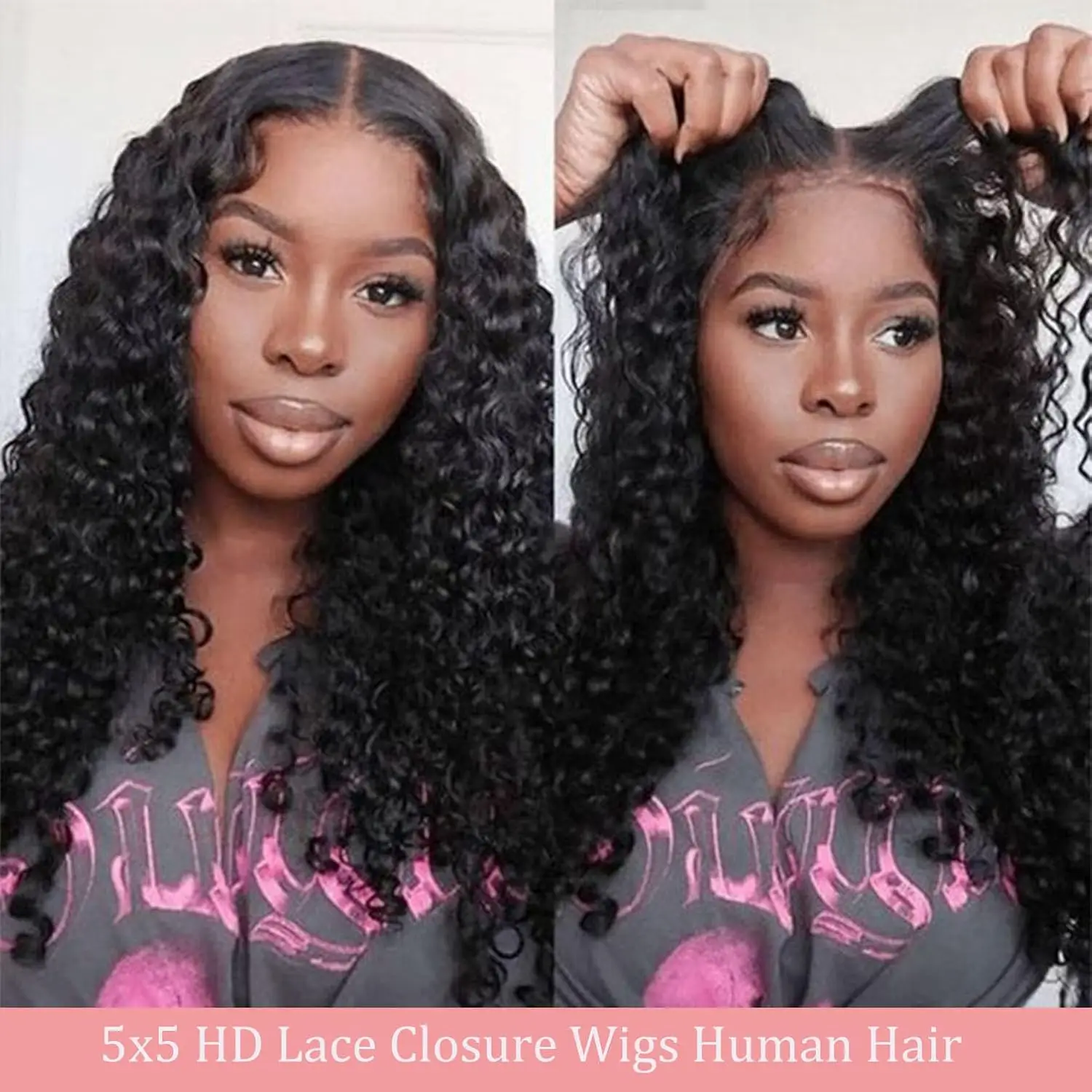 Deep Wave BOB Wig Human Hair 13x4 HD Curly BOB Lace Front Wigs Human Hair Pre Plucked Wear And Go Glueless Short Curly Front Wig