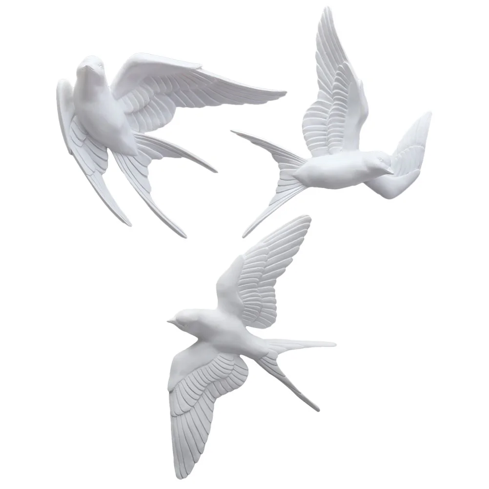 

3 Pcs Ornament Nordic Living Room Wall Decoration Pendant Swallow Three-dimensional Bird Resin