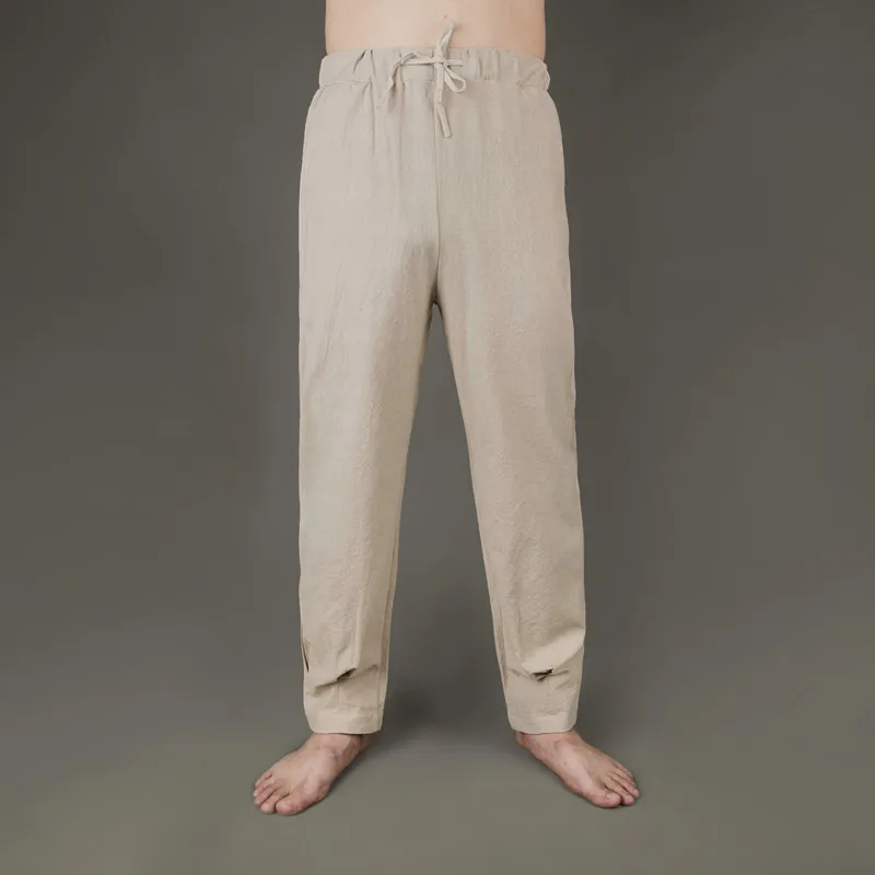 

2022 Spring Summer Men Casual Cotton Linen Wed Pants Mens Loose Black Solid Color Trousers Male Breathable Casual Pants
