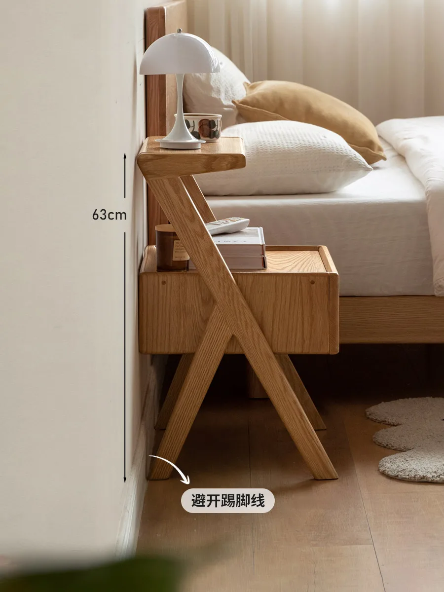 단단한 나무 침대 옆 테이블 보관 랙, 통합 가정용 침실 오크 침대 옆 테이블, 소파 옆 여러 측면 캐비닛